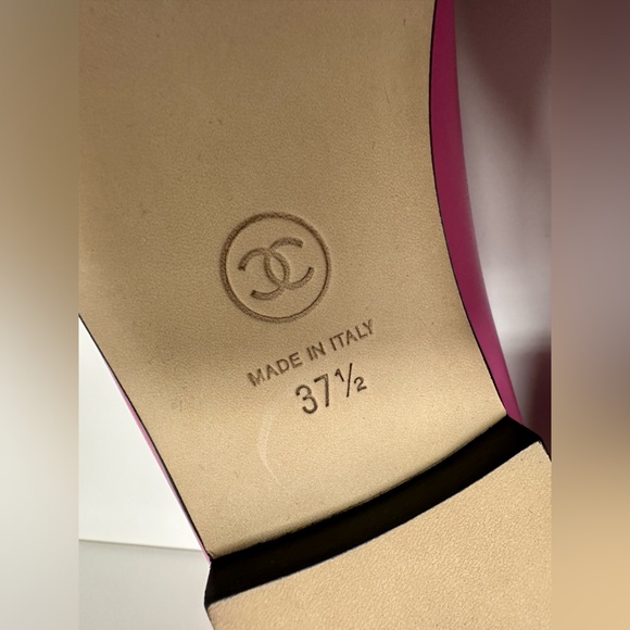 CHANEL Lambskin Grosgrain Cap Toe CC Ballerina Flats in Pink/Black - Picture 8 of 11